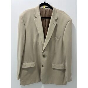 Joseph & Feiss Mens 48 Long 100% Silk 2-Button Blazer Sport Coat Tan Beige